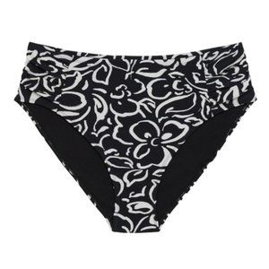 Bikini Swimsuit Bottom Mid Rise Side Rouch Black Floral Woman's 3X 24/26 LR113